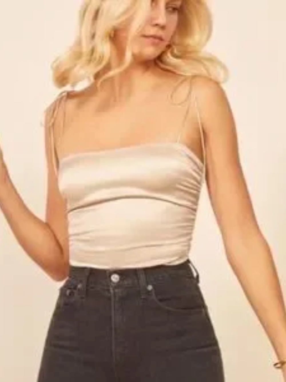 Reformation~Ivory Lucrezia Silk Top~Tie Straps~Size 2